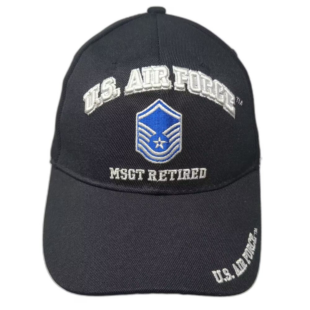 KYS US Air Force MSGT Retired Baseball Cap Black Blue OS Hat Strapback Insignia